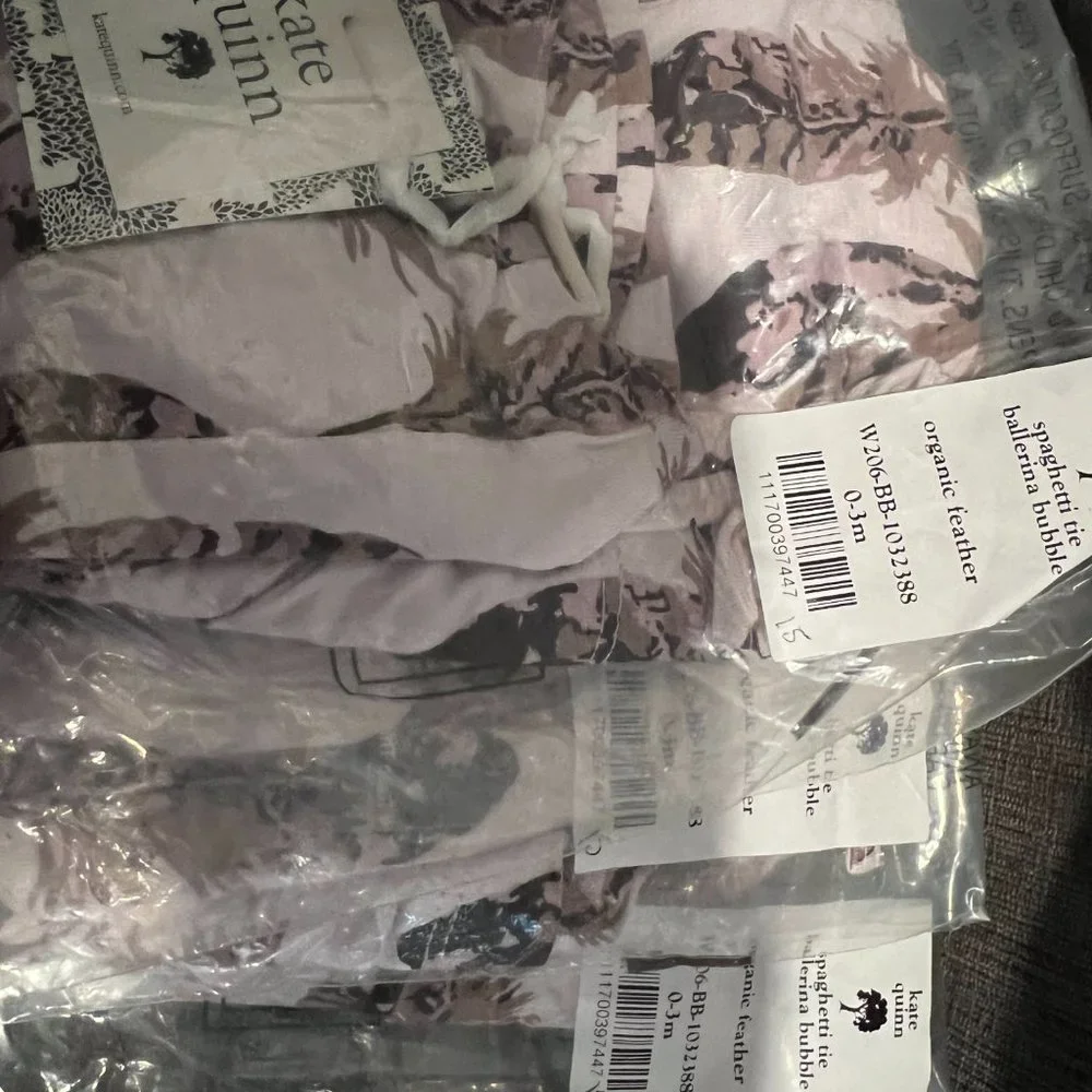 NWT Kate Quinn Organic Feather Spaghetti Tie Ballerina Bubble Bamboo 0-3m - Picture 5 of 5